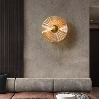 Sandy circular glass LED wall sconce modern – front view