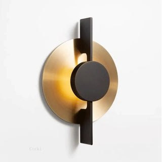 Contemporary wall sconce gold black finish LED detail