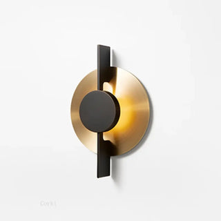 Modern gold black wall light LED front view 35cm