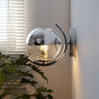 Clear globe wall light E27 silver metal dimmable 3000K
