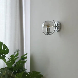Transparent globe wall light E27 Art Deco silver