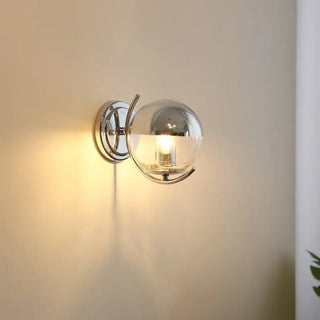 Globe sconce side view silver glass contemporary