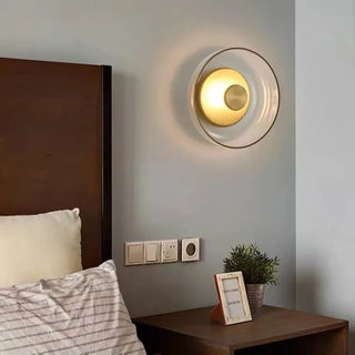 Modern round glass wall sconce 5W LED gold grey indoor 23cm