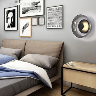Round glass wall sconce 5W LED gold grey – close-up detail