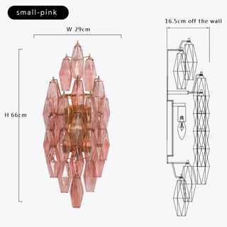 Contemporary geometric glass wall lamp installed – gold frame