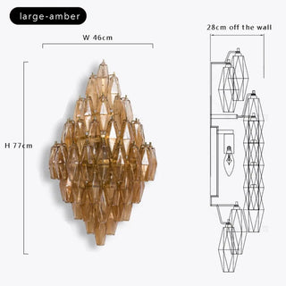 Modern geometric glass wall sconce detail – 2 lights dimmable