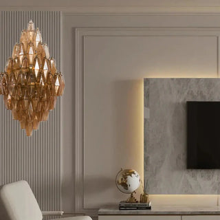 Gold geometric glass wall sconce side view – 2 lights LED indoor