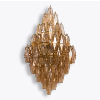 Glass geometric wall sconce installed – gold LED 3000K living