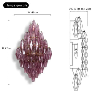 Geometric Glass Wall Sconce – Contemporary Two Light LED Fixture in Gold Finish