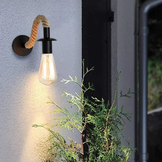 Black rope wall light front view – G4 8W 3000K aluminum indoor sconce
