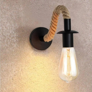 Black rope wall sconce close-up – aluminum G4 8W 15cm warm light