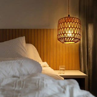 rope rattan wall sconce beige E26 LED IP65 – Scandinavian