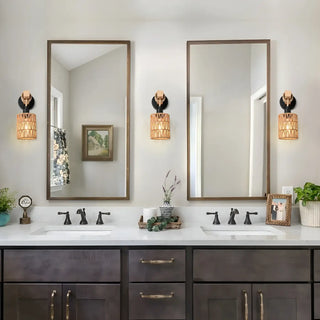 TRECO natural rope wall light bohemian installed