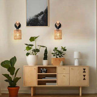 TRECO woven rope wall light warm natural ambiance