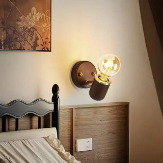 Brown wood wall sconce IP65 – industrial coffee style LED