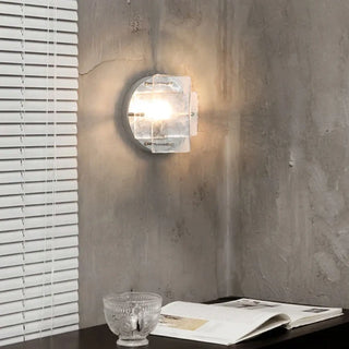Industrial chrome wall light – glass front warm LED