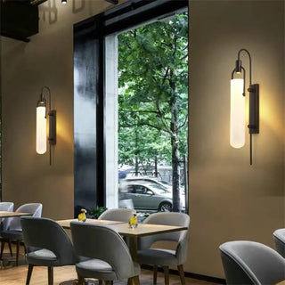 Black wall sconce side view GU10 LED tall hallway light