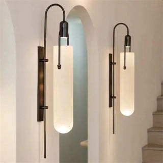 Hallway wall light GU10 LED glass shade black wide