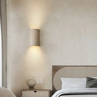 Scandinavian cylinder wood wall sconce 8W LED beige minimalist