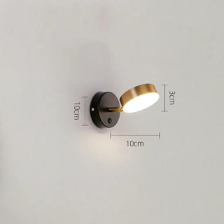 Orientable cylinder wall lamp LED – black gold art deco close-up
