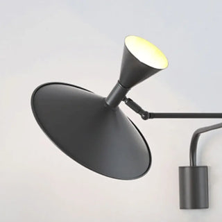 Industrial articulated arm wall sconce, black metal directional lighting