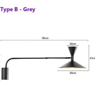 TORALA industrial wall light flexible arm detail