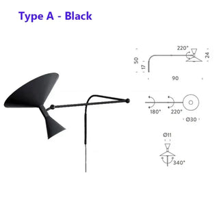 TORALA adjustable arm wall light industrial design