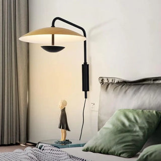 Designer wood metal wall sconce LED – interior lifestyle view