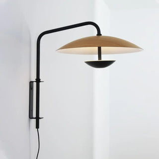 Designer wood metal wall sconce LED – side angle modern
