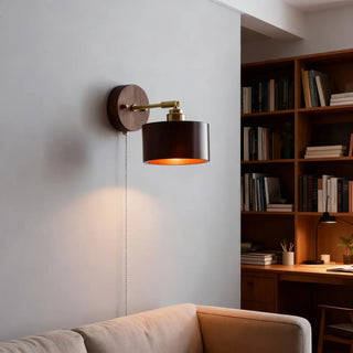 Natural wood metal adjustable wall sconce E27 LED Scandinavian