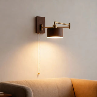 Scandinavian wood brass adjustable arm wall sconce E27 – detail