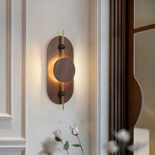brown dimmable LED wall sconce wood metal – modern 58cm