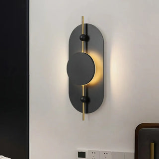 contemporary wood metal wall sconce LED – black design