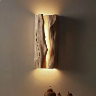 Weatherproof wooden wall sconce LED mounted exterior wall