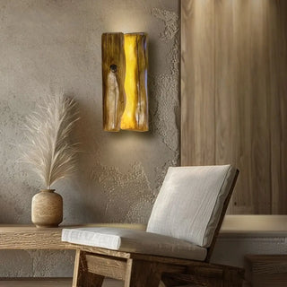 Outdoor brown wall sconce wood grain texture detail
