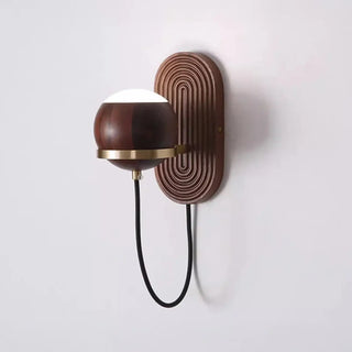 Sadiom walnut wall sconce in living room setting