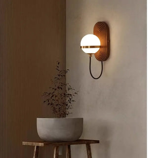 Sadiom walnut wood LED wall sconce modern – front view