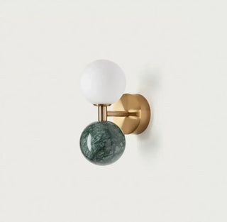 Green glass marble ball wall sconce E27 LED 2-light