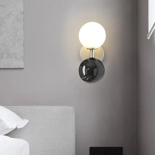 Black ball wall sconce E27 LED glass marble modern