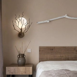 White resin metal branch wall sconce E27 LED globe IP20