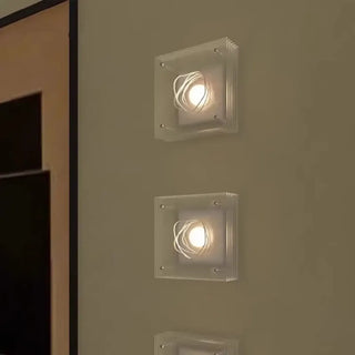 Square transparent wall light E14 beige side view