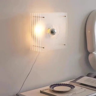 Square glass wall sconce E14 LED beige dimmable 29cm