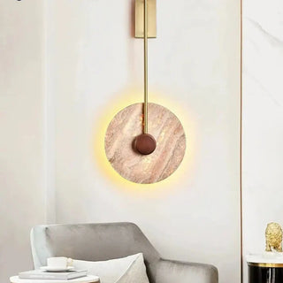 gold circle stone wall sconce E27 15W – modern dimmable