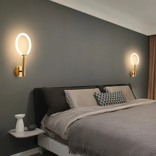 Ring LED wall sconce 3/4 angle black modern interior