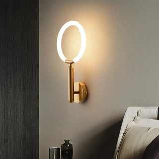 Gold ring wall sconce LED top angle contemporary design