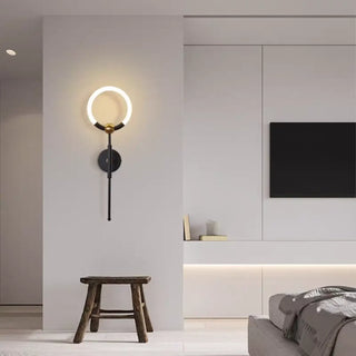 Contemporary ring wall light LED, elegant gold black finish