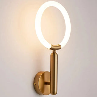 Ring LED wall sconce warm glow bedroom detail close-up