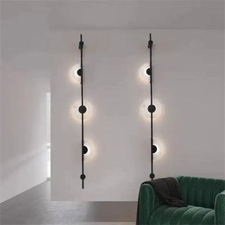 Gold LED circle light wall sconce 120cm vertical design