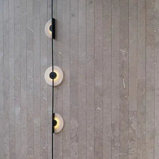 Gold contemporary wall sconce LED light circles 120cm front