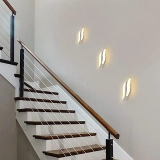 Slim white LED wall light close-up – geometric sleek contemporary design